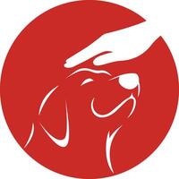 Human hand love dog logo template vector