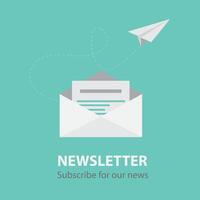 banner of email marketing. Subscription to newsletter, news, offers, promotions. A letter in an envelope Subscribe, submit. Send by mail. Follow me. vector