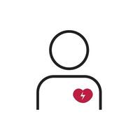 Heart ache thin line icon, body and pain, heart attack sign, graphics, a linear pattern on a white background vector