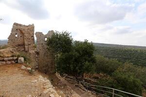 02 12 2024 Haifa Israel. Yehiam is the ruins of a Crusader and Ottoman-era fortress in western Galilee, Israel. photo