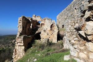 02 12 2024 Haifa Israel. Yehiam is the ruins of a Crusader and Ottoman-era fortress in western Galilee, Israel. photo