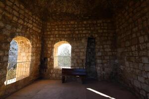 02 12 2024 Haifa Israel. Yehiam is the ruins of a Crusader and Ottoman-era fortress in western Galilee, Israel. photo