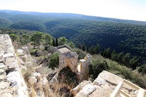 02 12 2024 Haifa Israel. Yehiam is the ruins of a Crusader and Ottoman-era fortress in western Galilee, Israel. photo