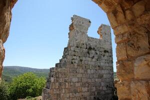 02 12 2024 Haifa Israel. Yehiam is the ruins of a Crusader and Ottoman-era fortress in western Galilee, Israel. photo