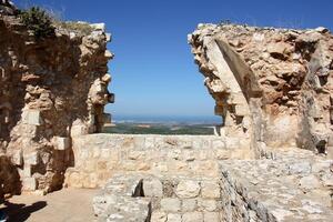 02 12 2024 Haifa Israel. Yehiam is the ruins of a Crusader and Ottoman-era fortress in western Galilee, Israel. photo