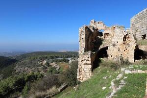 02 12 2024 Haifa Israel. Yehiam is the ruins of a Crusader and Ottoman-era fortress in western Galilee, Israel. photo