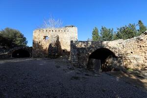 02 12 2024 Haifa Israel. Yehiam is the ruins of a Crusader and Ottoman-era fortress in western Galilee, Israel. photo