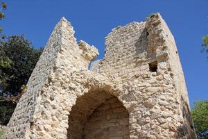 02 12 2024 Haifa Israel. Yehiam is the ruins of a Crusader and Ottoman-era fortress in western Galilee, Israel. photo