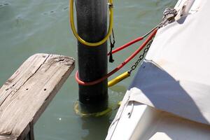 A pier on the shore for mooring boats and yachts. photo