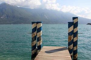 A pier on the shore for mooring boats and yachts. photo