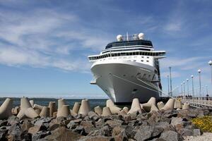 A pier on the shore for mooring boats and yachts. photo