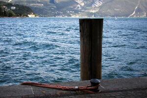 A pier on the shore for mooring boats and yachts. photo