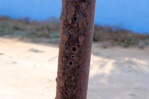 Texture of old and rusty iron. Rusty metal products. photo