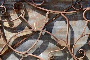 Texture of old and rusty iron. Rusty metal products. photo