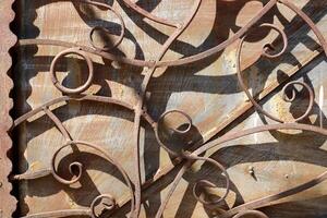 Texture of old and rusty iron. Rusty metal products. photo