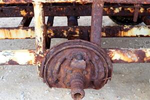 Texture of old and rusty iron. Rusty metal products. photo