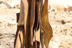 Texture of old and rusty iron. Rusty metal products. photo