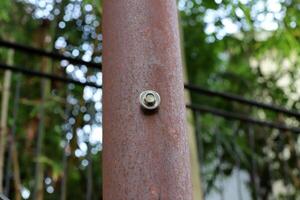 Texture of old and rusty iron. Rusty metal products. photo