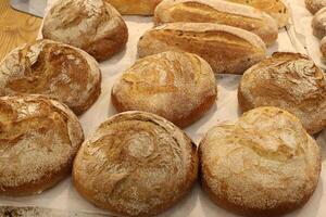 Bread and bakery products are sold in a bakery in Israel. photo