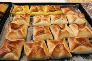 Bread and bakery products are sold in a bakery in Israel. photo