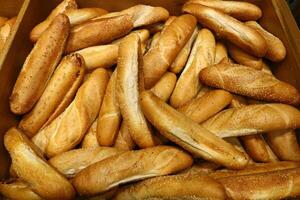 Bread and bakery products are sold in a bakery in Israel. photo