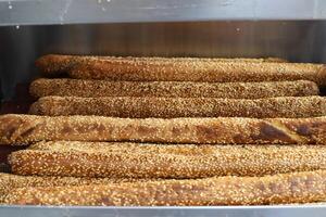 Bread and bakery products are sold in a bakery in Israel. photo