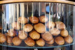 Bread and bakery products are sold in a bakery in Israel. photo