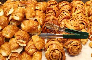 Bread and bakery products are sold in a bakery in Israel. photo