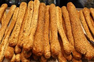 Bread and bakery products are sold in a bakery in Israel. photo