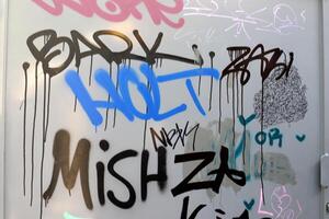 Tel Aviv Israel March 20, 2024. Colorful graffiti on the walls of houses in the city of Tel Aviv. photo