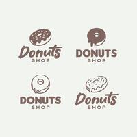 Hand drawn donuts logo design template set vector