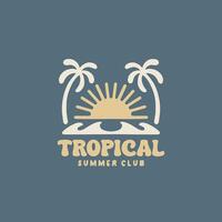 Tropical summer design template for surf club, surf shop, surf merch. vector