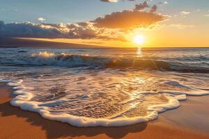 Photo beautiful sunset on the beach photo as a background