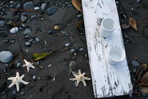 photo white wooden board with other objects