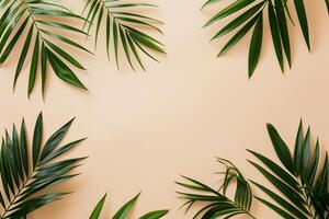 foto Fresco palma hojas en beige antecedentes