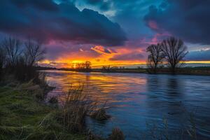 foto asombroso puesta de sol en el noche