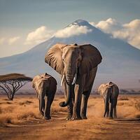 Photo elephants in amboseli national park kenya africa