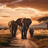 foto elefantes en amboseli nacional parque Kenia África