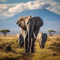 Photo elephants in amboseli national park kenya africa