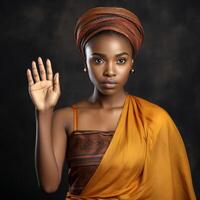 foto detener eso africano mujer con oscuro suave