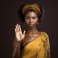 foto detener eso africano mujer con oscuro suave