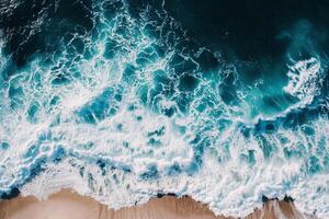 photo vertical overhead shot of a wavy sea