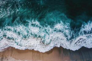 photo vertical overhead shot of a wavy sea