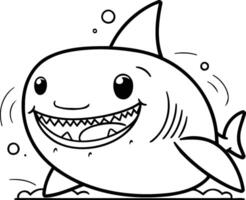 Cute cartoon shark. illustration of a cute cartoon shark. vector