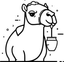 camello con miel frasco. ilustración en plano dibujos animados estilo. vector