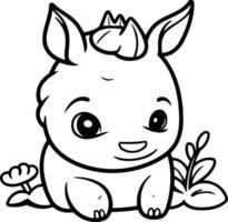 Cute little rhinoceros cartoon character. illustration. vector