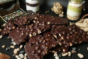 Abundant Chocolate and Nut Assortment on Table photo