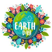 Happy earth day. 22 April. Eco illustration for social poster, banner or card on the theme of saving the planet. vector