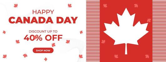 Canada Day Sale Web Banner. Happy Canada Independence Day Mega Big Sale Banner Background Illustration. Canada Day Weekend Promotion Discount Banner. First of July Holiday Special Offer Template vector