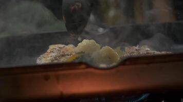 profesional cocinero parrilla blanco pescado filete filete video